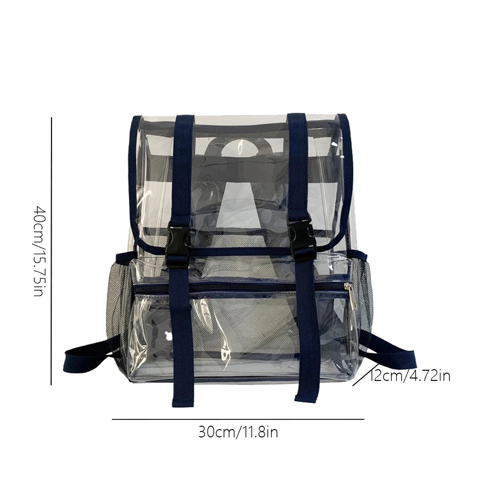 FedForum APPROVED PVC Clear Backpack Large Capacity Transparent Stadium Durable Waterproof Adjustable Shoulder Strap