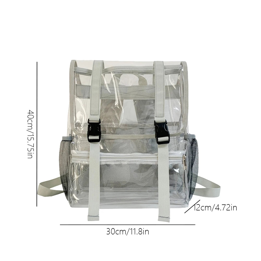 FedForum APPROVED PVC Clear Backpack Large Capacity Transparent Stadium Durable Waterproof Adjustable Shoulder Strap