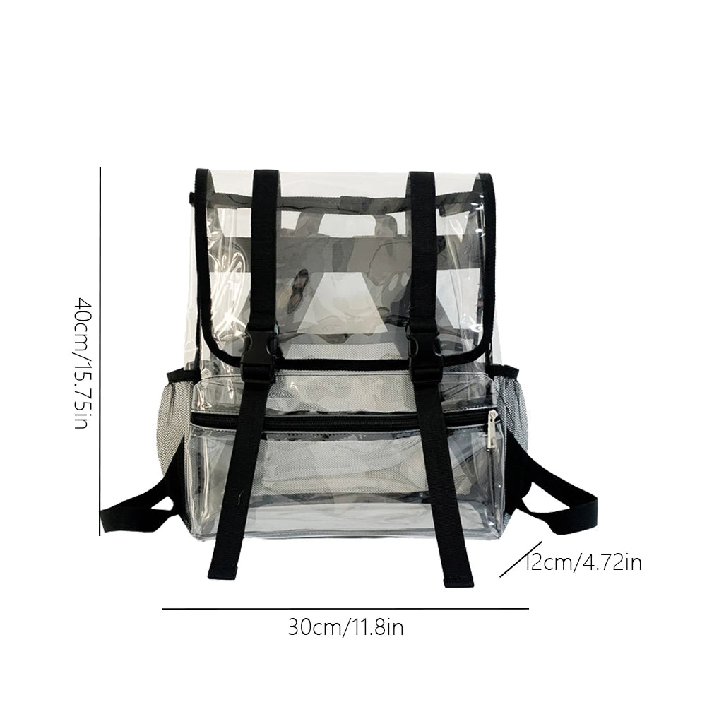 FedForum APPROVED PVC Clear Backpack Large Capacity Transparent Stadium Durable Waterproof Adjustable Shoulder Strap