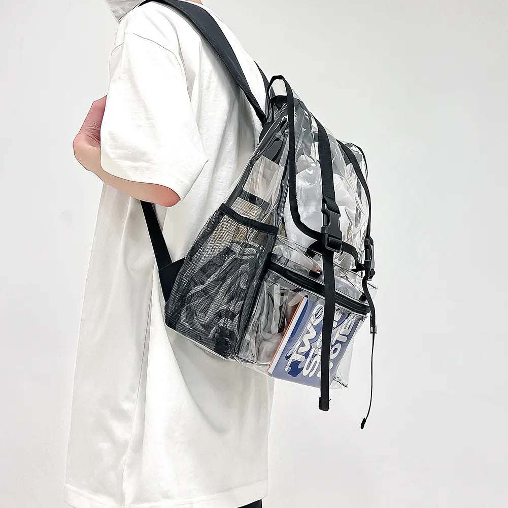 FedForum APPROVED PVC Clear Backpack Large Capacity Transparent Stadium Durable Waterproof Adjustable Shoulder Strap