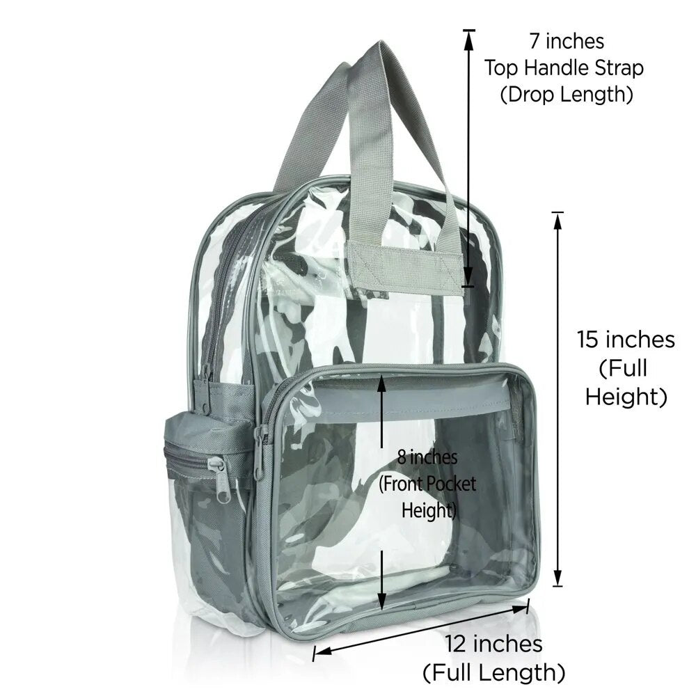 Small Clear Backpack Transparent PVC FedForum APPROVED Light Gray Grizzly Gear 901