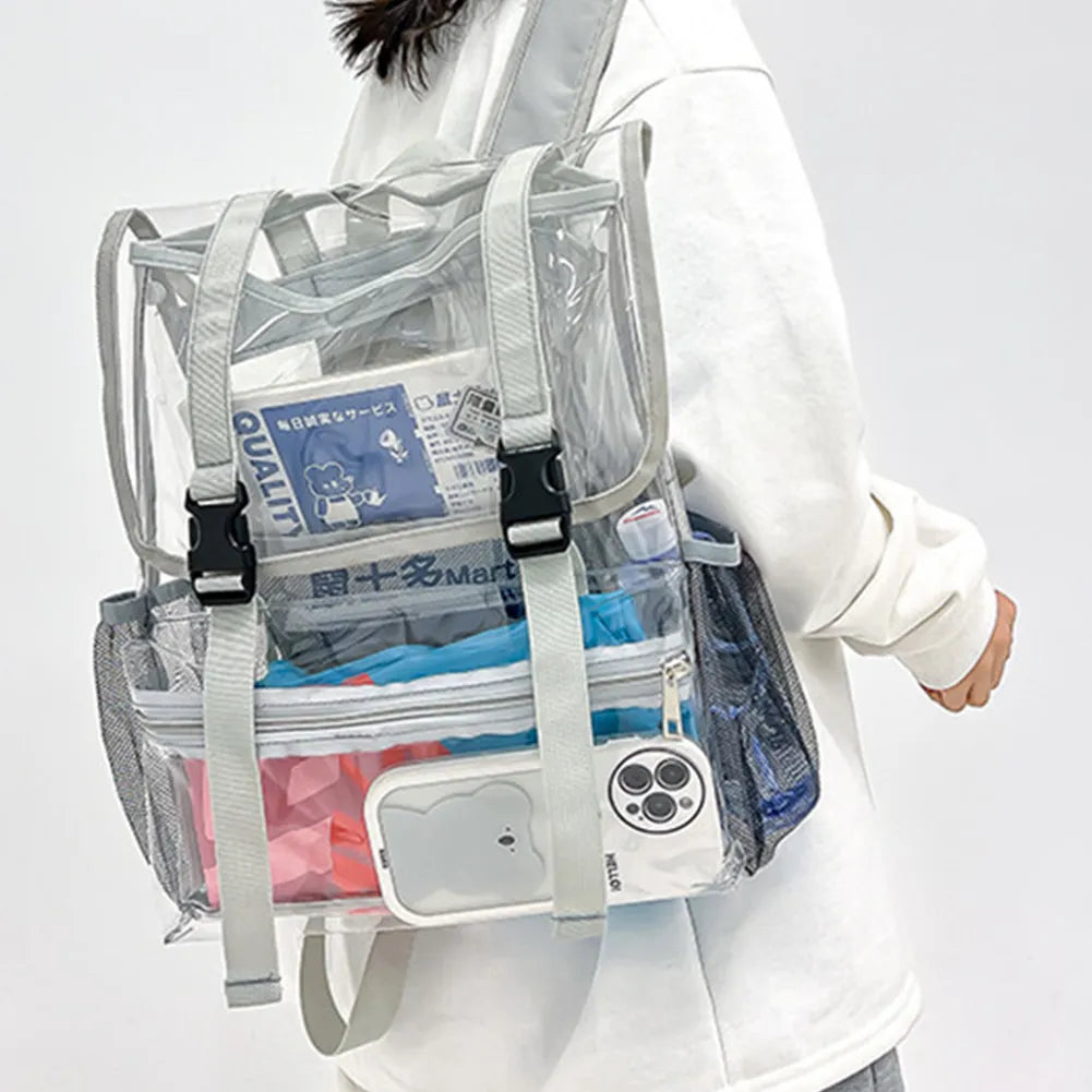 FedForum APPROVED PVC Clear Backpack Large Capacity Transparent Stadium Durable Waterproof Adjustable Shoulder Strap