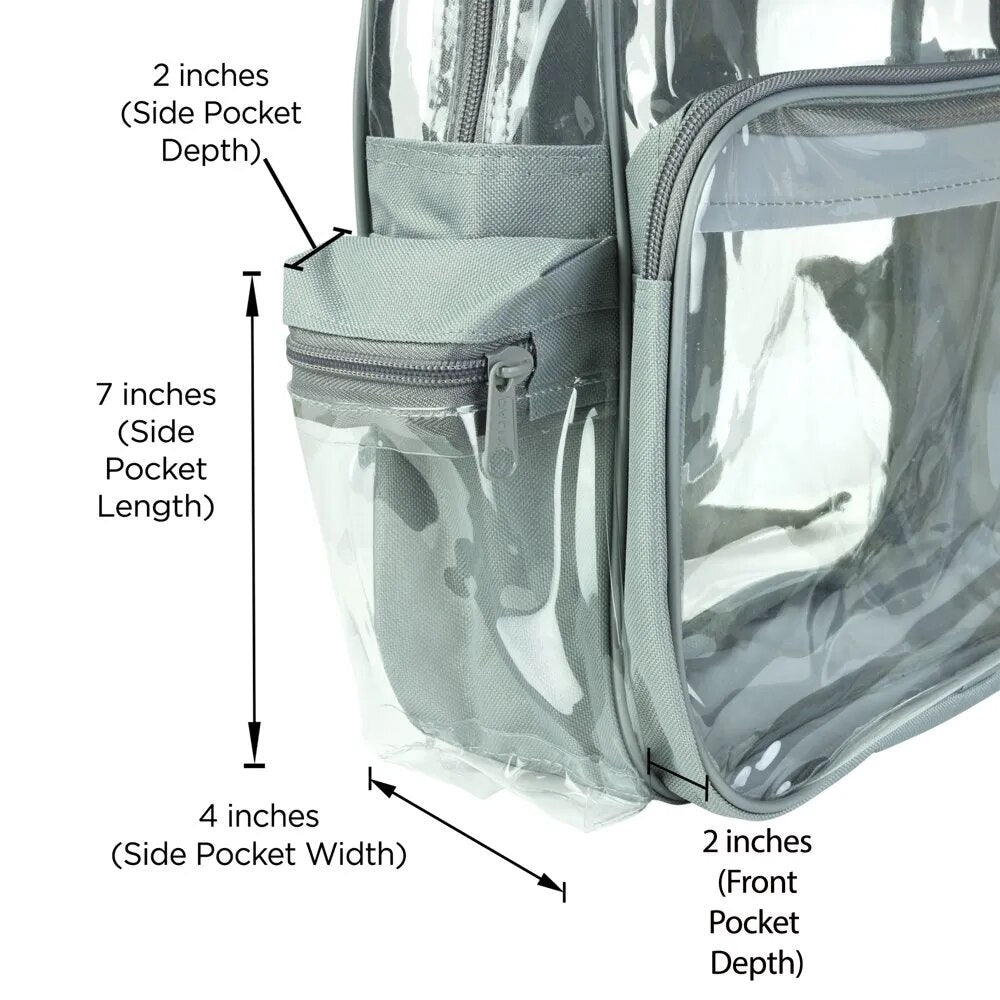 Small Clear Backpack Transparent PVC FedForum APPROVED Light Gray