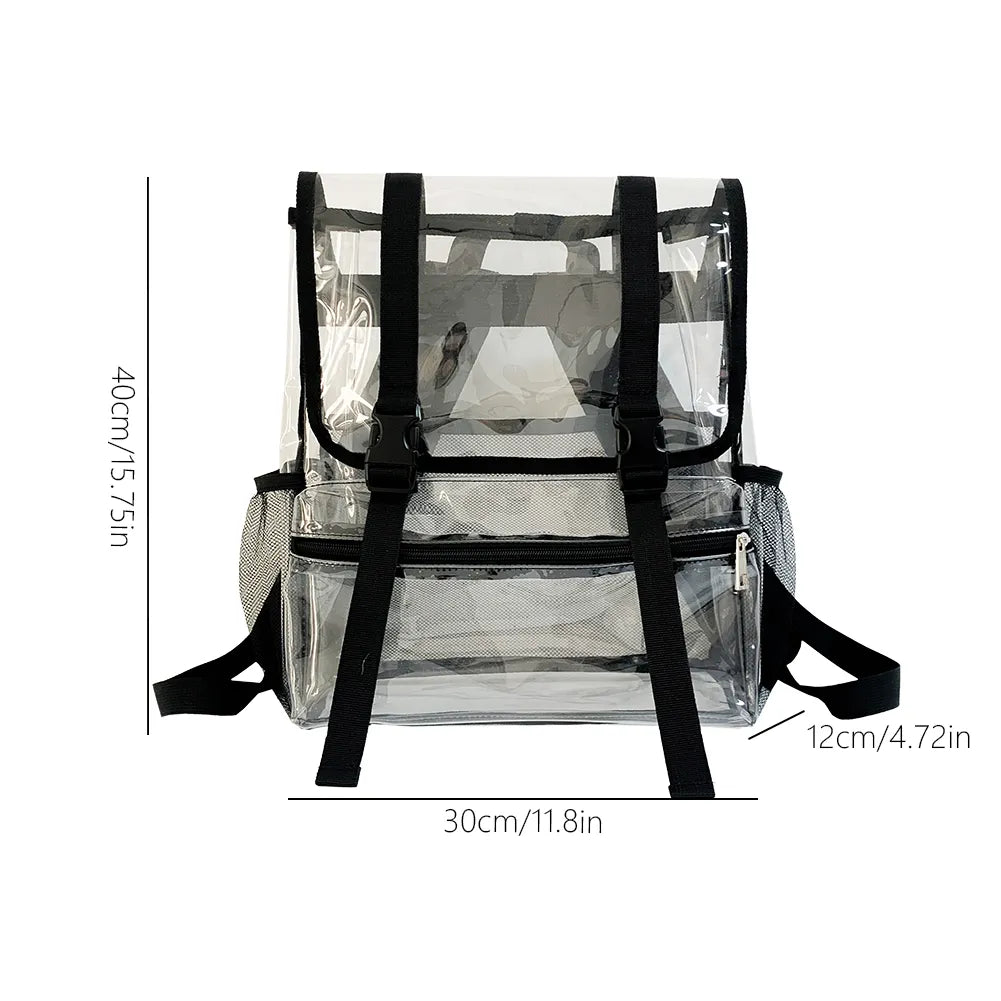 FedForum APPROVED PVC Clear Backpack Large Capacity Transparent Stadium Durable Waterproof Adjustable Shoulder Strap